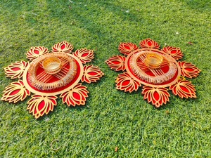 เสื่อ rangoli ของอินเดียชุดที่วางของแสง T-Light จากร้าน Lotus 5ชิ้นตกแต่งบ้านคริสต์มาส - Product Image 5