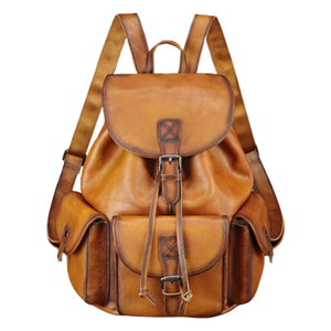 Purple Genuine Leather <b>Backpack</b> Classic Style Large Capacity Laptop Compartment Durable Unisex Shoulder <b>Straps</b> - Product Image 5