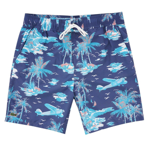 กางเกงว่ายน้ำขาสั้นสำหรับผู้ชายกางเกงขาสั้นพิมพ์ลายต้นปาล์มทำจากโพลีเอสเตอร์ตรงสำหรับชายหาด - Product Image 1