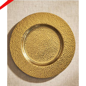 Nouvelle Assiette de Présentation Ronde Dorée à Motif Martelé 2026 pour Hôtels - Product Image 1