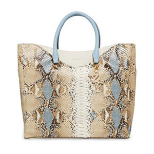 Borsa Tote Grande da Donna Anne Klein con Stampa Serpente Blu in Pelle PU e Tela, Chiusura Aperta, Decorazione con Lettere, Fodera in Poliestere - Product Image 1