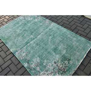 Alfombra vintage de 4.1x6.6 pies, alfombra turca de lana con motivos de plantas y árboles verdes - Product Image 4