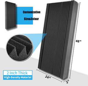 Paneles Acústicos de Espuma de Poliuretano de Alta Densidad Negros, Diseño de Cuña, 48 x 24 x 2 Pulgadas, Modelo Insonorizante para Pared/Techo - Product Image 5