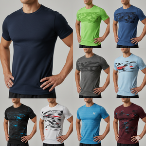 T-shirt en coton pour homme, col rond, manches courtes, décontracté, été, sport, fitness, vente chaude, impression personnalisée, commandes en gros OEM - Product Image 1