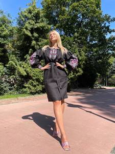 Robe de soirée luxueuse en coton noir pour femme, nouvelle collection automne - Product Image 4