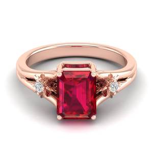 Anillo de Plata de Ley 925 de Alta Calidad REYES con Moissanita, Corte Esmeralda Brillante, Gema de Rubí de 2.5 Quilates, Joyería Fina para Regalo - Product Image 1