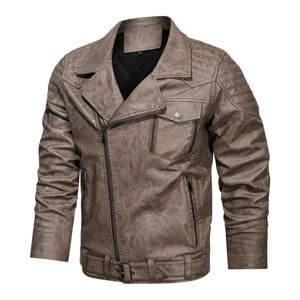 Chaqueta de cuero con estilo de invierno y otoño de calidad superior Chaqueta de estilo motorista clásico de cuero de piel de cordero genuino - Product Image 1