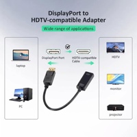 Adaptateur de câble DP vers HDTV mâle-femelle 4K*2K noir avec blindage tressé pour ordinateur portable, moniteur, PC