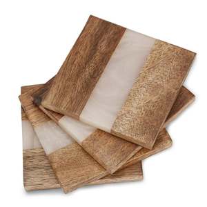 Posavasos de madera de acacia de resina epoxi para manualidades, posavasos de madera hecho a mano para beber té, hogar y cocina - Product Image 2