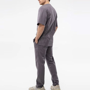 Slim Fit Men's <b>Scrub</b> <b>Sets</b> with Pocket Design Breathable Polyester/Cotton Fabric for Long Hospital Shifts - Product Image 4