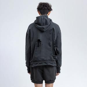 Sweat à capuche pour homme personnalisé, 100% coton, imprimé hiver, effet délavé, broderie, patch vintage, lavage à l'acide - Product Image 5