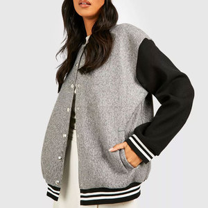 Chaqueta Letterman de Algodón Transpirable de Alta Calidad para Mujer, con Logotipo Personalizado Impreso, Colores Personalizados para Invierno - Product Image 1