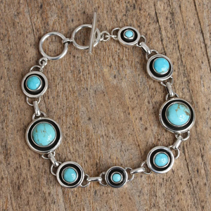 Chaîne de mode & Lien Bracelets Idée Cadeau En Gros Fabriqué À La Main En Argent Sterling Circulaire Turquoise Lien Bracelet Élégant Cadeau article - Product Image 3