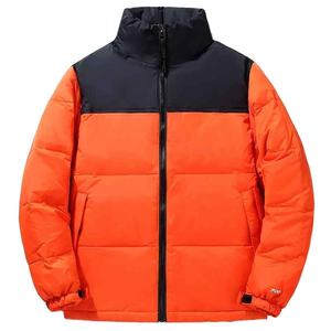 Veste à bulles d'air personnalisée pour hommes col montant noir et orange bicolore extérieur chaud manteau d'hiver OEM ODM - Product Image 1