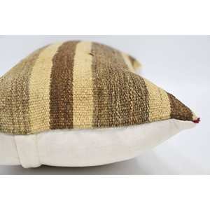 Beige 12x24 Inches Wool Kantha Rug Rustic Vintage Pattern <b>Pillow</b> Woven Technique - Product Image 5