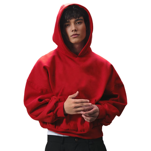 OEM <b>Red</b> Pullover Hoodie for <b>Men</b> Classic Fit Heavy Cotton <b>Sweatshirt</b> with Front Pocket Winter Wear Street Fashion Hoodie - Product Image 1
