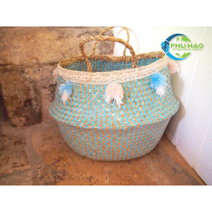 ชีวิตที่เป็นมิตรกับสิ่งแวดล้อม หรูหราราราคาไม่แพง: ตะกร้าท้องหญ้าทะเลเวียดนามสําหรับโซลูชันการจัดเก็บที่เก๋ไก๋ กระถางต้นไม้ดอกไม้ - Product Image 4