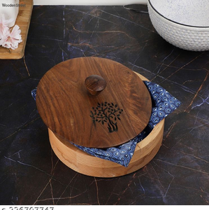 Hotpot de madera de calidad superior en diseño hecho a mano Caja de utensilios de cocina de forma redonda de alta calidad con tapa desmontable - Product Image 2