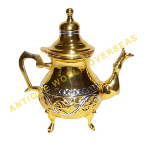 Two Tone Bimetallic Tea Server <b>Gold</b> And Silver Etched Finish Ornate Vintage Inspired Serving Pot Decorative Art Deco Style - Product Image 4