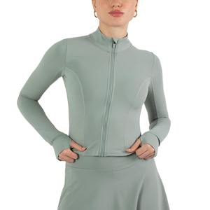 Haut de yoga respirant personnalisé en spandex/nylon, taille plus, vestes de fitness pour femmes, vêtements de sport confortables pour l'entraînement - Product Image 5