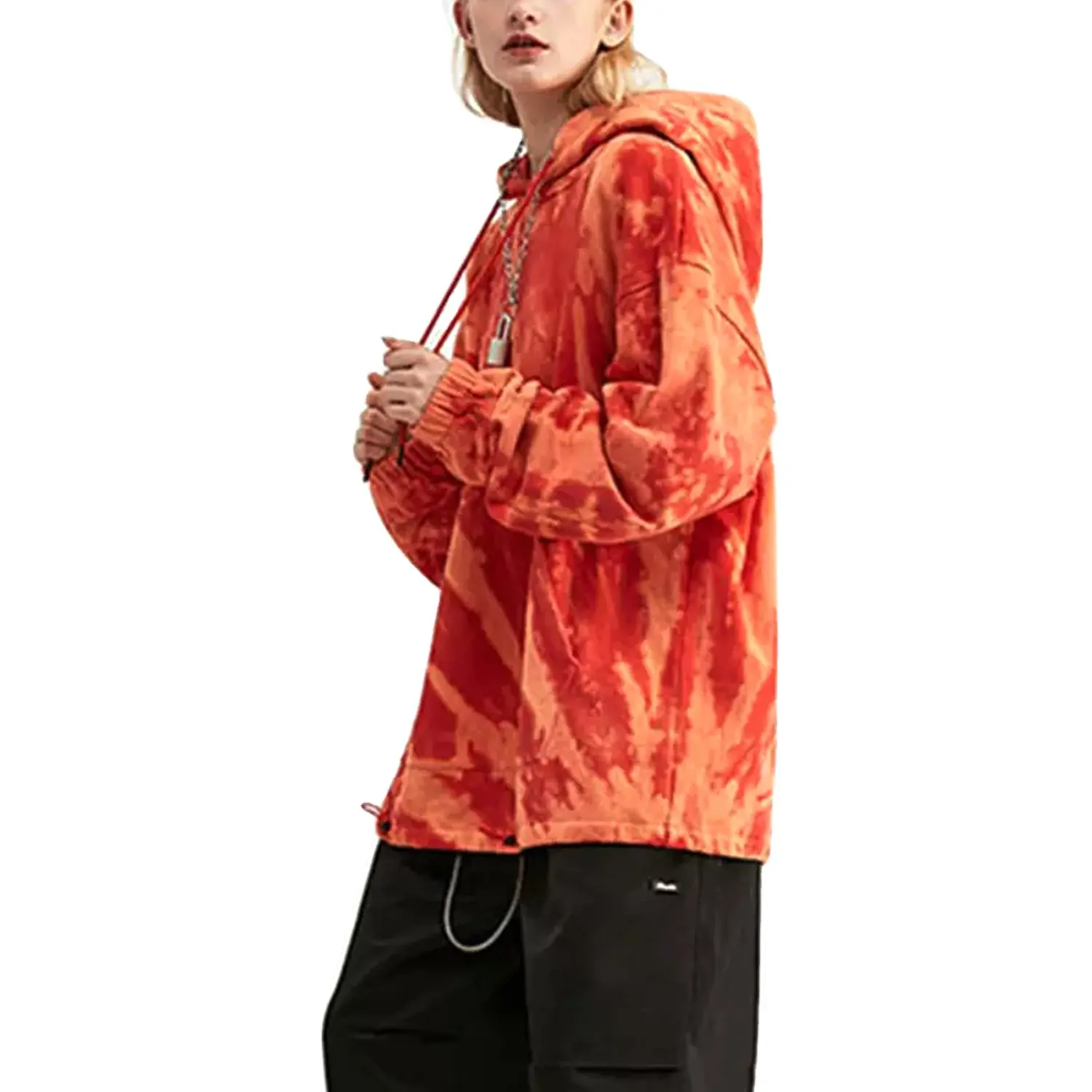 Tye Dye Hoodies Fashion Hoddies For Men Custom Pocket Tie Dye Faux Fur Fluffy Hoodie Wholesale DI-35004