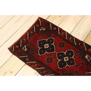 Tapis turc vintage, petit tapis de 1,6 x 2,4 pieds, tapis en laine patchwork rouge et noir - Product Image 4