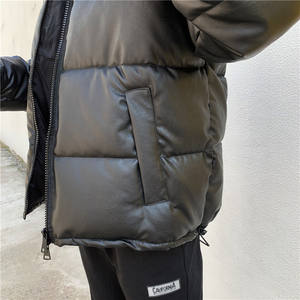 Produits tendance 2025 Vestes pour hommes Vêtements pour hommes Mode Veste courte noire matelassée Veste en cuir PU brillante pour homme - Product Image 6