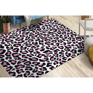Pink Leopard Print <b>Chenille</b> <b>Rug</b>: Modern Front Door Mat - Product Image 2
