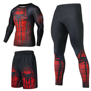 MOVATEXTILE Sublimation Men's Rash Guard Set BJJ MMA Manga larga Rash Guard Pantalones cortos Entrenamiento Compresión Set - Product Image 6