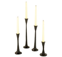 Axiom Home Accents Ensemble de porte-bougies coniques en fonte faits à la main, Décoration moderne style ferme, Couleurs noir/doré/argent, Décoration intérieure