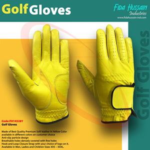 Gants de golf en cuir souple de qualité supérieure durables et respirants fabriqués au Pakistan en couleur jaune Gants de golf Guantes deportivos - Product Image 5