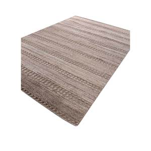 พรมขนสัตว์ลายทางสีเบจและสีน้ำตาลทำมือ รุ่น Hwl-150 รูปทรงสี่เหลี่ยมผืนผ้า ทอแบบเรียบ สำหรับใช้ในห้องนั่งเล่น - Product Image 2