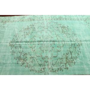 Tapis turc vintage 5,2 x 9,5 pieds, tapis oriental en laine vert et noir - Product Image 4