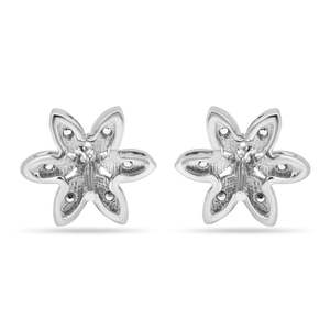 NOVAMART Fine Zarkan Lily Zircon <b>Silver</b> <b>Stud</b> Trendy Religious Wedding Featuring Flower Heart Shape Made Stainless Steel Titanium - Product Image 5
