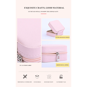 กล่องใส่เครื่องประดับหนัง PU หลากสี น้ำหนักเบา พกพาสะดวก พร้อมซิป ขนาด 3-3/4 X 3-3/4 X 1-7/8 นิ้ว - Product Image 4