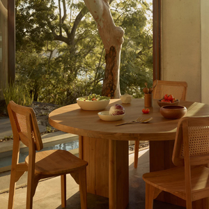 Modern Minimalist Solid Teak <b>Rattan</b> <b>Dining</b> <b>Chair</b> with Natural Cane Back Eco-Friendly and Durable for Apartment Use - Product Image 2