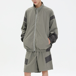<b>Buy</b> Wholesale <b>Bulk</b> Custom Men Nylon Zip up Windbreaker Jacket and Shorts Two Pieces Set Nylon Windbreaker <b>Tracksuit</b> - Product Image 6