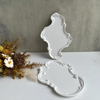 Plateau décoratif en céramique française vintage, style baroque, ovale, pour bijoux, bougies et décoration intérieure