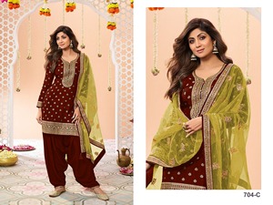 Traje Salwar de Jacquard de viscosa de nuevo diseñador con traje Patiala Salwar para damas, compra de ropa india y pakistaní exportada a granel - Product Image 4