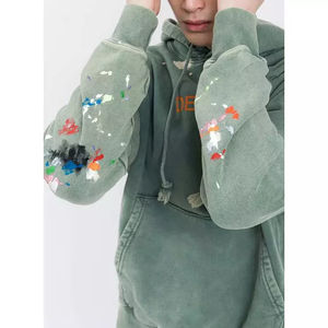 Acid Wash personalizar Sudadera con capucha sin dibujar poliéster algodón vintage Sudadera con capucha de alta calidad ropa de calle sudaderas - Product Image 5