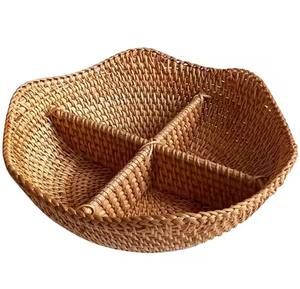 ชามหวายอเนกประสงค์แบบเรียบง่ายทันสมัยสำหรับใส่ขนมผลไม้ถั่วโต๊ะในครัวอุปกรณ์ตกแต่งจากอินเดีย - Product Image 4