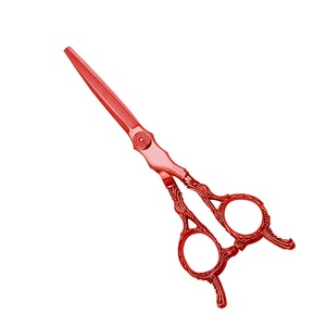 กรรไกรตัดผมสแตนเลสสีแดงปรับได้พร้อมใบมีดคมและสกรู - Product Image 1