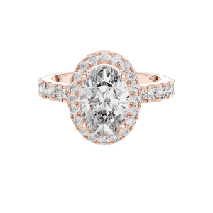 Bague de fiançailles pour femme avec diamant de laboratoire ovale de 2,44 carats, taille halo, VVS-VS EF CVD, or 18 carats, 14 carats, 10 carats et argent 925, rose - Product Image 2