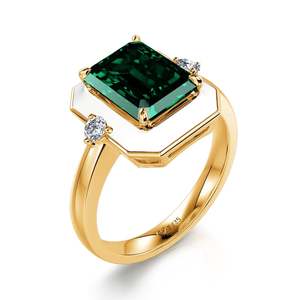 Jeulia Fashionable Halo <b>Emerald</b> Cut Diamond Adjustable <b>Ring</b> Rose Gold Plated Sterling <b>Silver</b> - Product Image 3