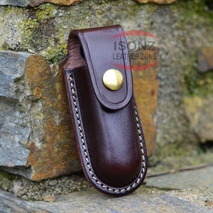 Cuchillo de caza de alta calidad, Funda de cuero hecha a mano para cuchillo plegable ISONZ - Product Image 4