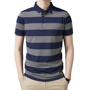Polo à manches courtes rayé pour homme, design personnalisé OEM, qualité supérieure, grande taille, col à revers, demi-manches, polo à manches courtes pour homme - Product Image 3