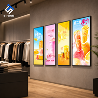 Boîte à lumière LED magnétique Shuntai en verre trempé pour affichage de posters promotionnels en magasin