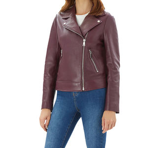 Abrigos de moto de cuero de aspecto creativo de ajuste Regular informal para mujer, detalles de trabajo para mujer, chaqueta a prueba de agua de cuero de vaca Natural - Product Image 4