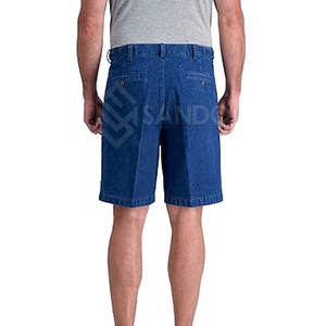 กางเกงยีนส์ขาสั้นสำหรับผู้ชายกางเกงขาสั้นสีทึบออกแบบได้ตามต้องการ - Product Image 3