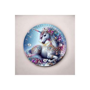 Colorful Unicorn Animal Patterned Wooden Silent <b>Wall</b> <b>Clock</b> <b>50cm</b> Perfect Gift Idea - Product Image 4